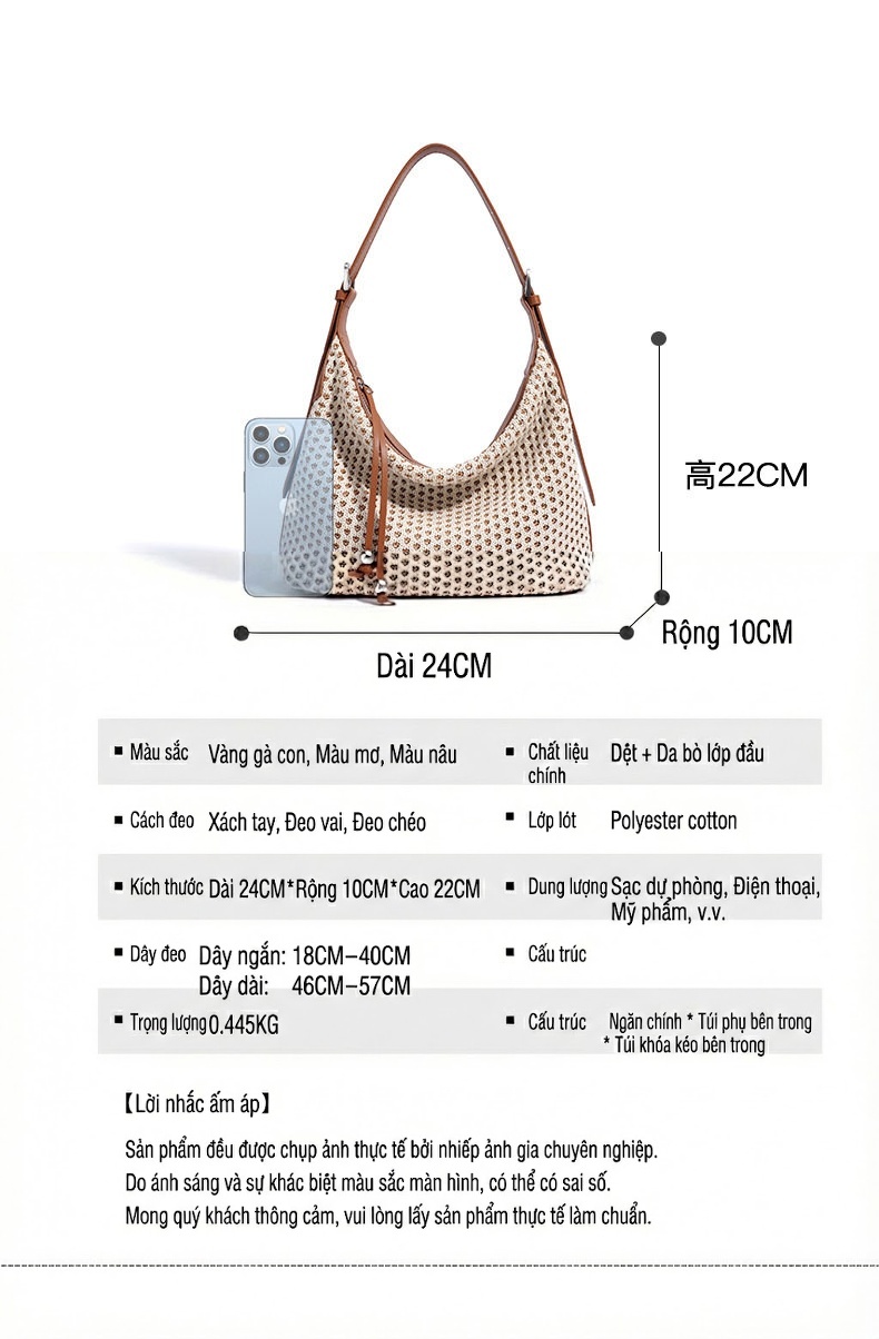 Túi Đeo Vai Nữ Dáng Bánh Bao Đan Dệt Phong Cách Vintage chi tiết 27
