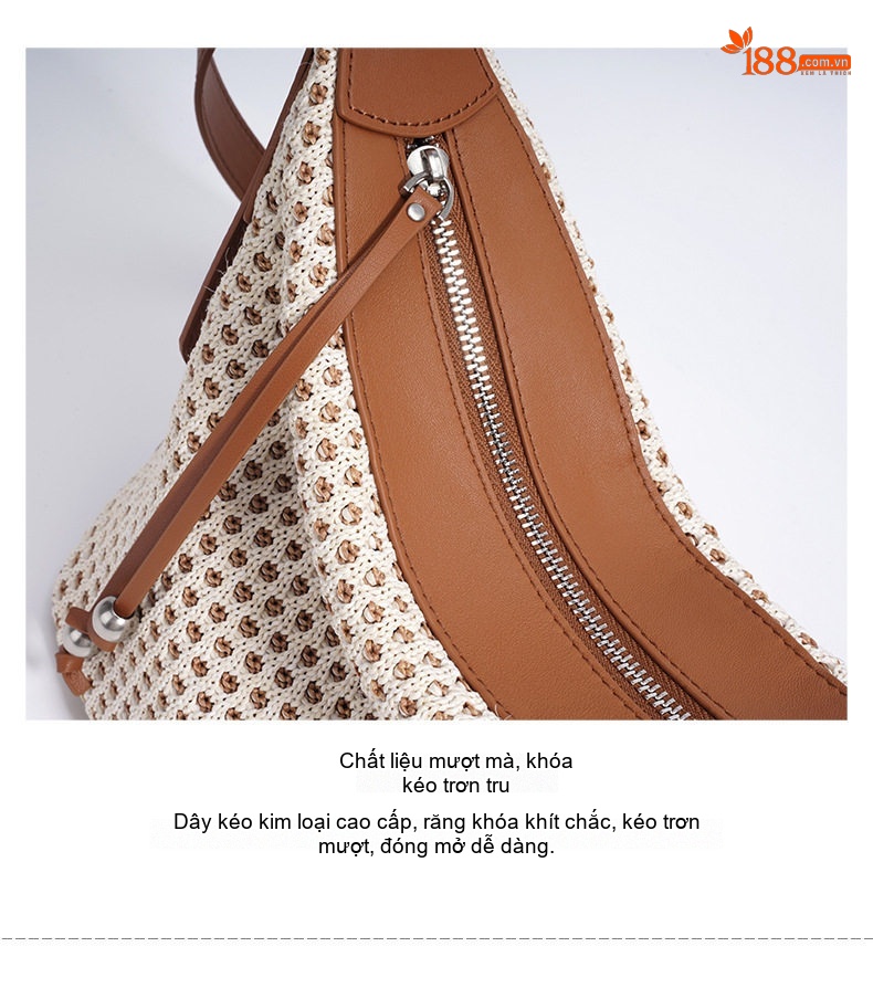 Túi Đeo Vai Nữ Dáng Bánh Bao Đan Dệt Phong Cách Vintage chi tiết 15