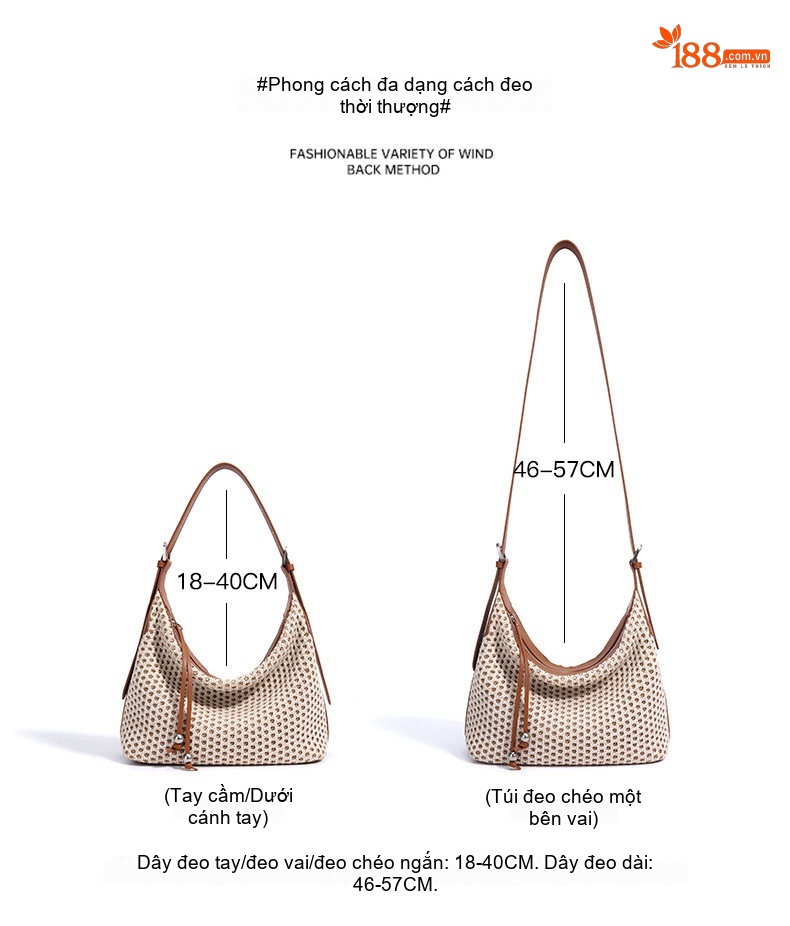 Túi Đeo Vai Nữ Dáng Bánh Bao Đan Dệt Phong Cách Vintage chi tiết 11