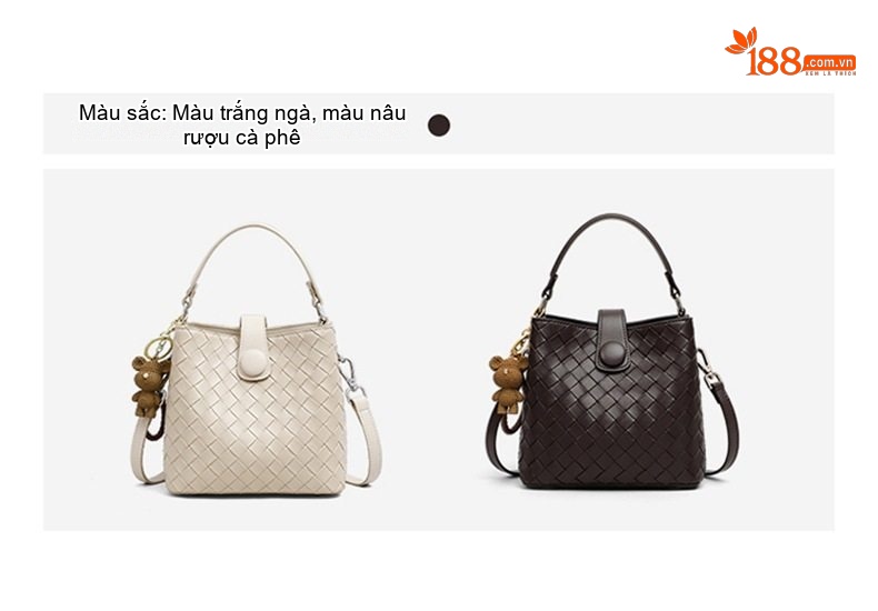 Túi Đeo Vai Nữ Dáng Xô Vải Dệt Thời Trang Đựng Vừa A4 Màu Kem chi tiết 5