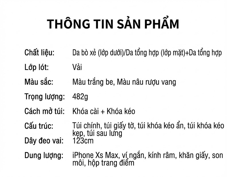 Túi Đeo Vai Nữ Dáng Xô Vải Dệt Thời Trang Đựng Vừa A4 Màu Kem chi tiết 6