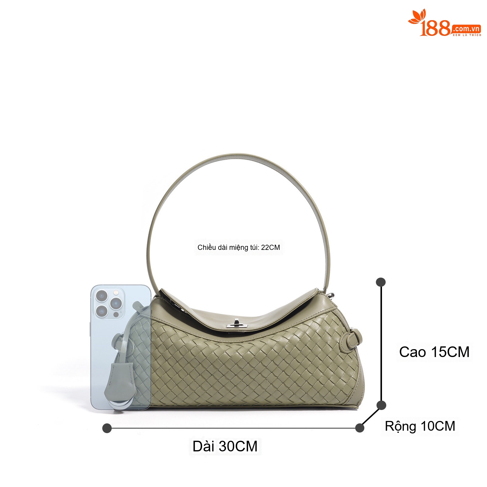 Túi Đeo Vai Nữ Dệt Họa Tiết Minimalist Phong Cách Retro Cao Cấp Màu Nâu, Xanh, Trắng