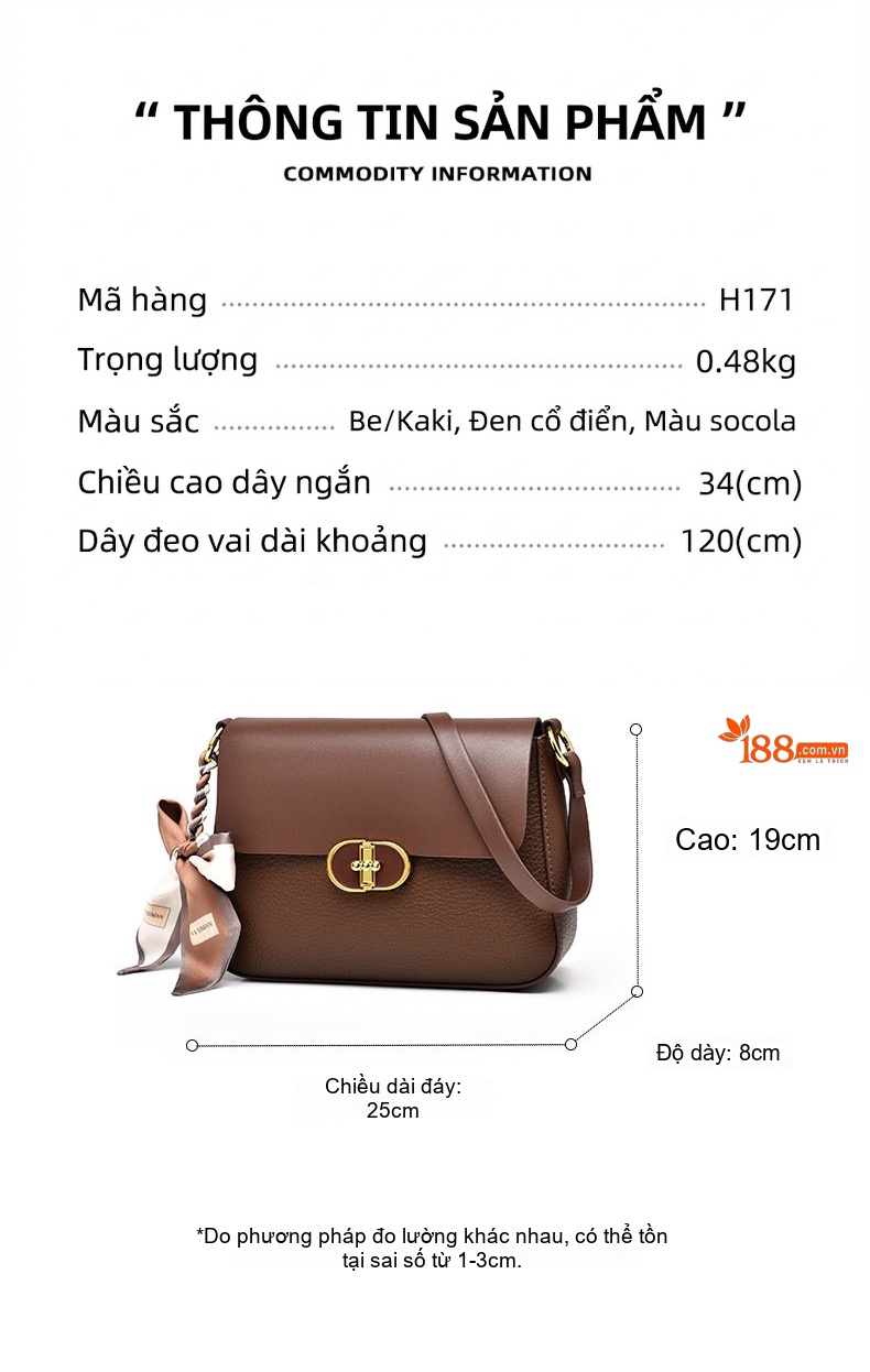Túi Đeo Vai Nữ Fansman Da Mờ Cao Cấp, Túi Đeo Chéo, Túi Kẹp Nách Màu Nâu chi tiết 3