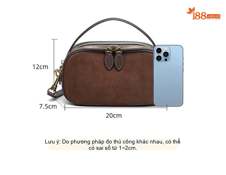Túi Đeo Vai Nữ Nỉ Đeo Chéo Thời Trang Màu Nâu chi tiết 6