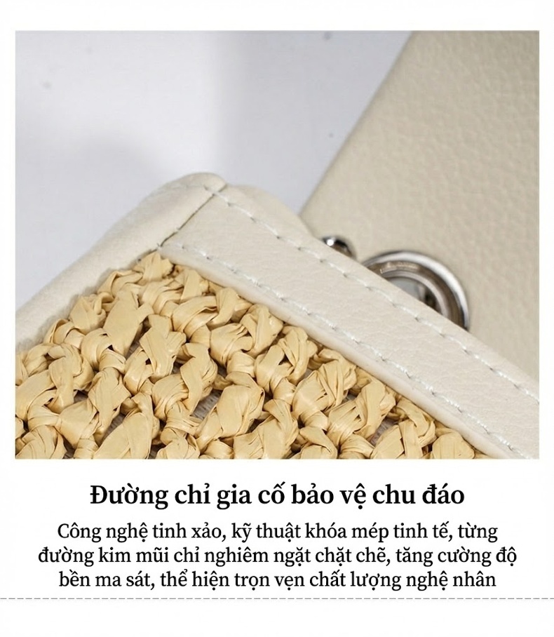 Túi Đeo Vai Nữ Phối Màu Phong Cách Bãi Biển Mini Dây Xích Tiện Lợi Cao Cấp Đeo Chéo Đơn Giản Màu Trắng, Nâu, Xanh... chi tiết 13