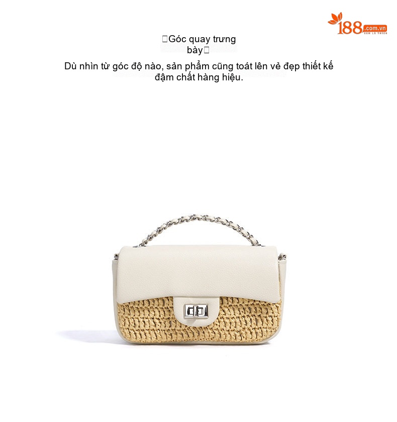 Túi Đeo Vai Nữ Phối Màu Phong Cách Bãi Biển Mini Dây Xích Tiện Lợi Cao Cấp Đeo Chéo Đơn Giản Màu Trắng, Nâu, Xanh... chi tiết 14