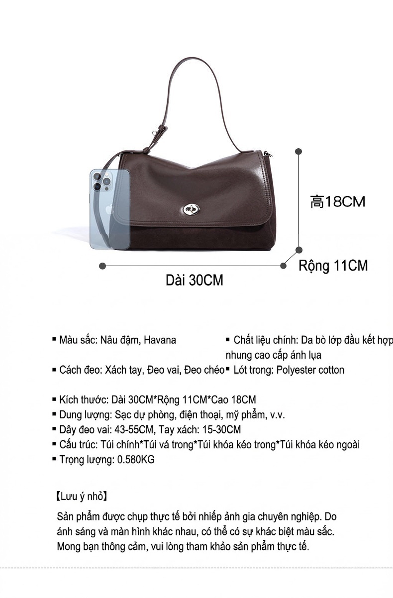 Túi Đeo Vai Nữ Phối Màu Tối Giản Phong Cách Hàn Quốc chi tiết 8