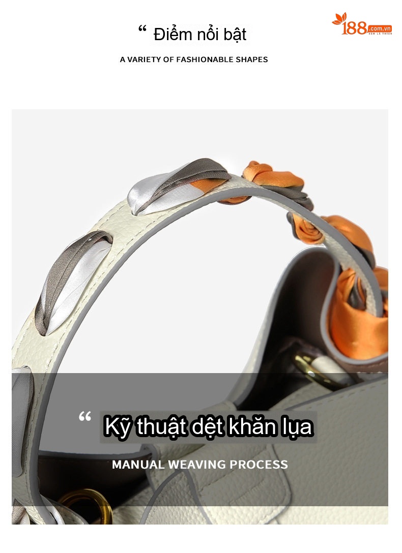 Túi Đeo Vai Nữ Sức Chứa Lớn Kiểu Túi Bucket Da Mờ Màu Nâu, Trắng chi tiết 5