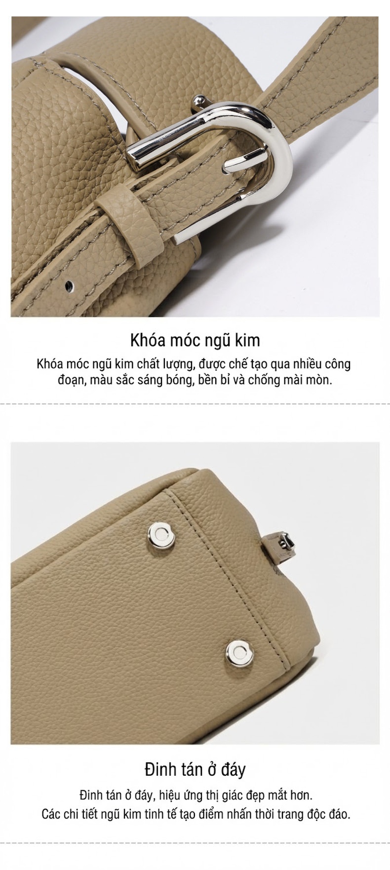 Túi Đeo Vai Nữ Thiết Kế Độc Đáo Phong Cách Retro Cao Cấp Màu Nâu, Đen chi tiết 10