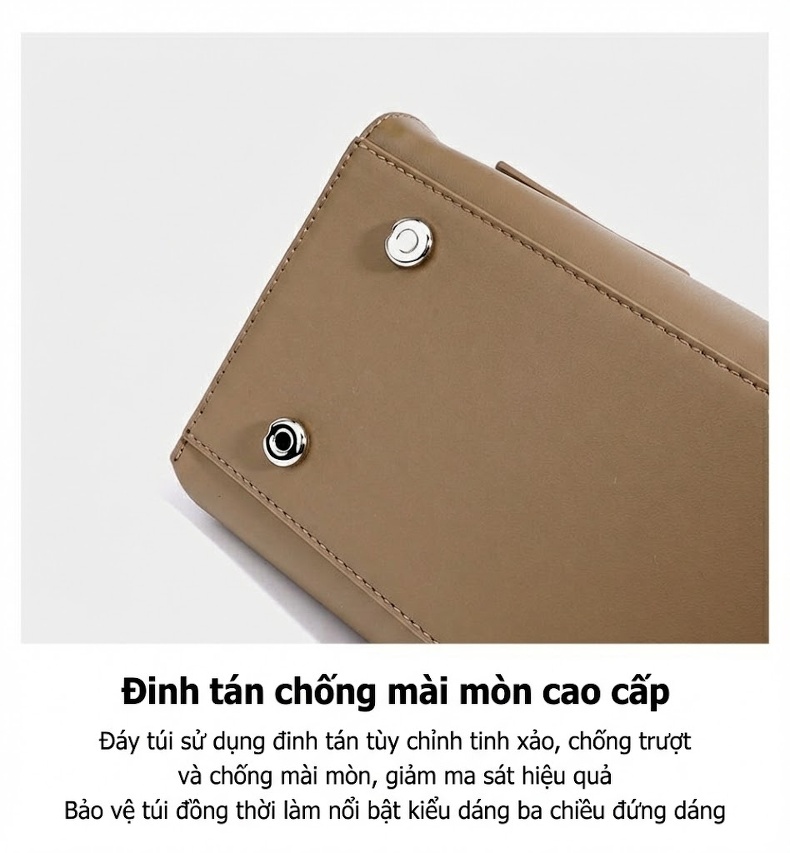 Túi Đeo Vai Nữ Thiết Kế Nắp Gập Bất Đối Xứng Đựng Vừa A4 Phong Cách Công Sở Màu Trắng Kem, Đen, Nâu, Xám chi tiết 13