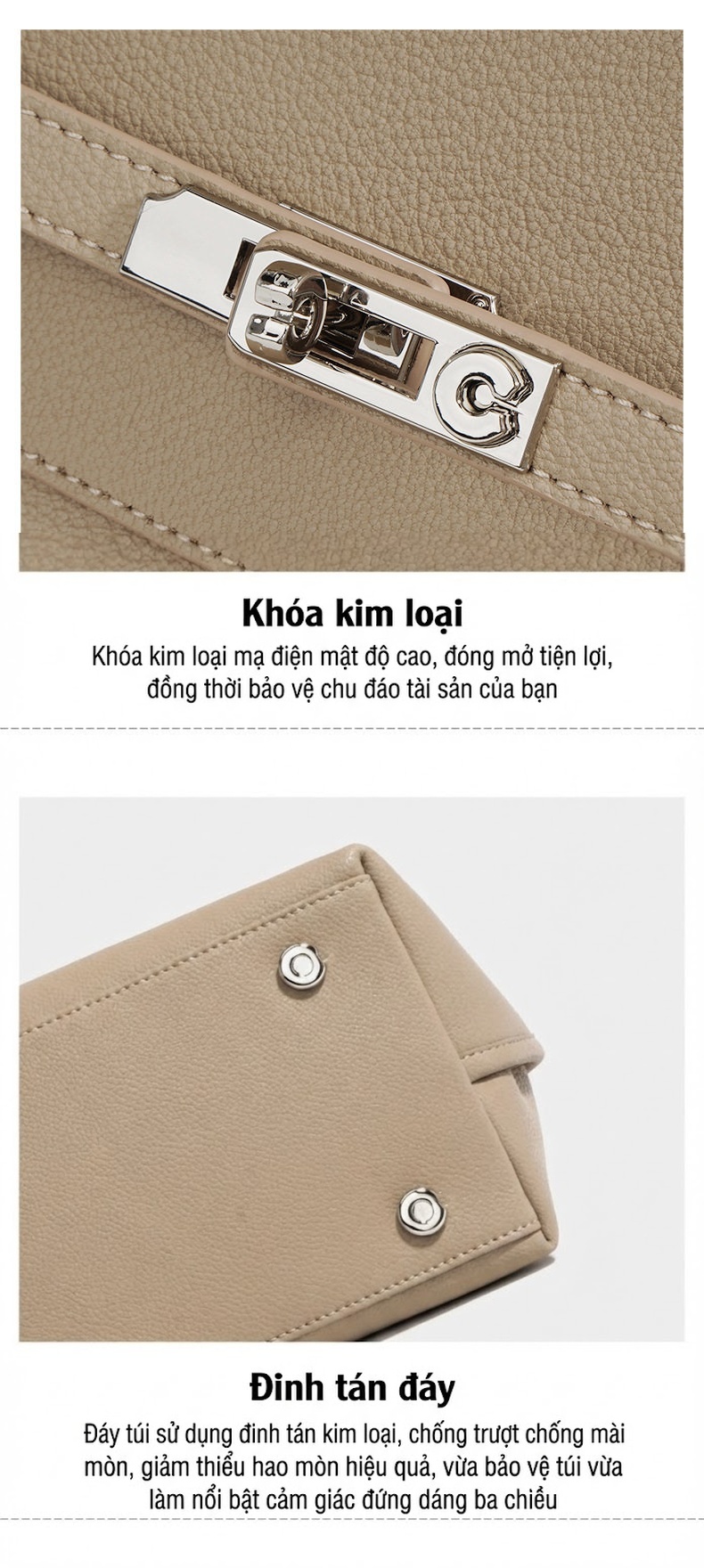 Túi Đeo Vai Nữ Thiết Kế Nhỏ Gọn Phong Cách Retro Kelly Da Mờ Màu Nâu, Kem chi tiết 12