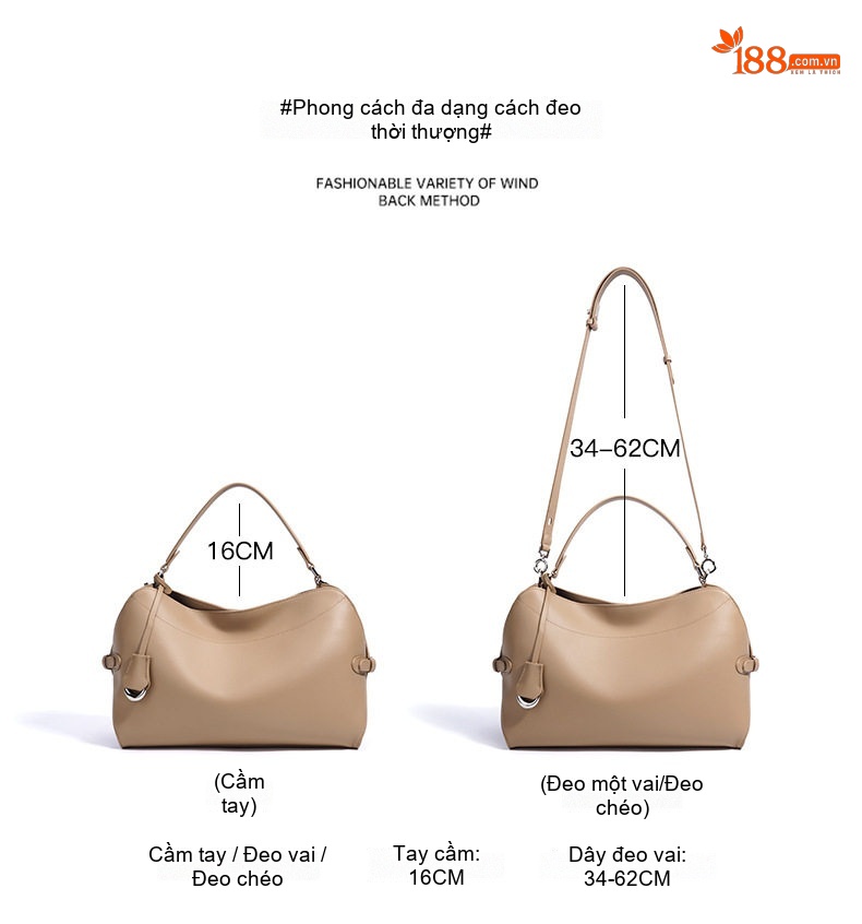 Túi Đeo Vai Nữ Thiết Kế Tối Giản Cao Cấp Đeo Chéo Đựng Vừa A4 Màu Kem, Trắng, Đen chi tiết 9