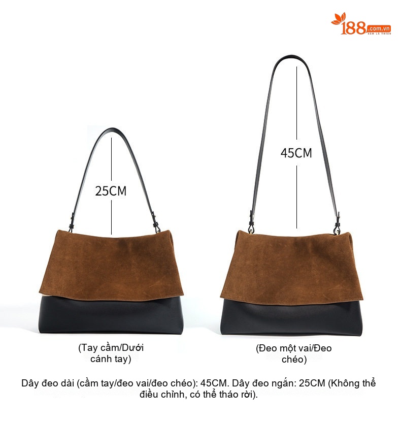 Túi Đeo Vai Nữ Thiết Kế Tối Giản Da Mờ Phong Cách Vintage Màu Nâu, Đen chi tiết 7