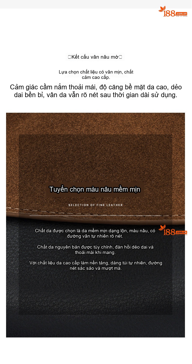 Túi Đeo Vai Nữ Thiết Kế Tối Giản Da Mờ Phong Cách Vintage Màu Nâu, Đen chi tiết 9