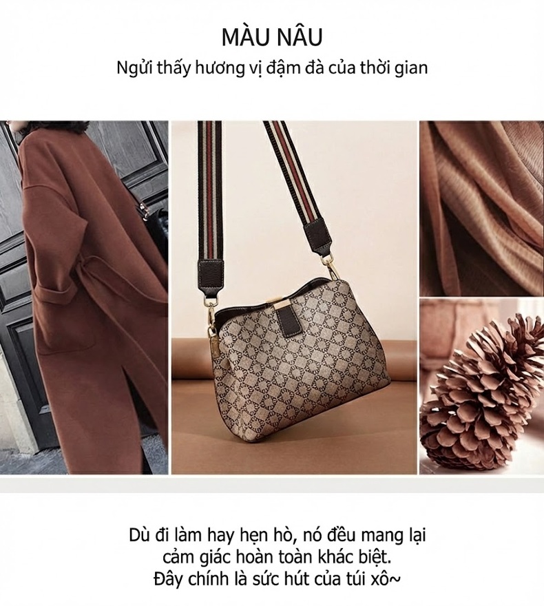 Túi Đeo Vai Nữ Thiết Kế Tối Giản, Dây Đeo Bản Rộng Thời Trang Công Sở chi tiết 3