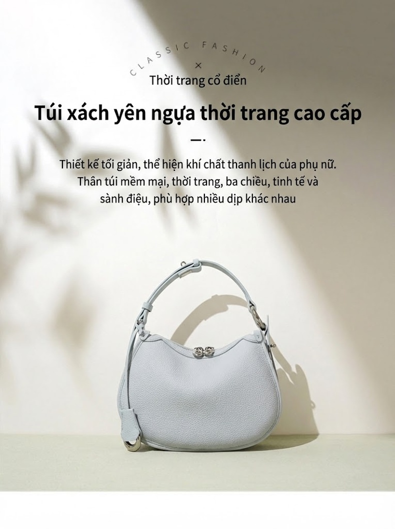 Túi Đeo Vai Nữ Thiết Kế Tối Giản, Túi Đeo Chéo Nữ Sức Chứa Lớn Màu Đen, Xám, Nâu chi tiết 1