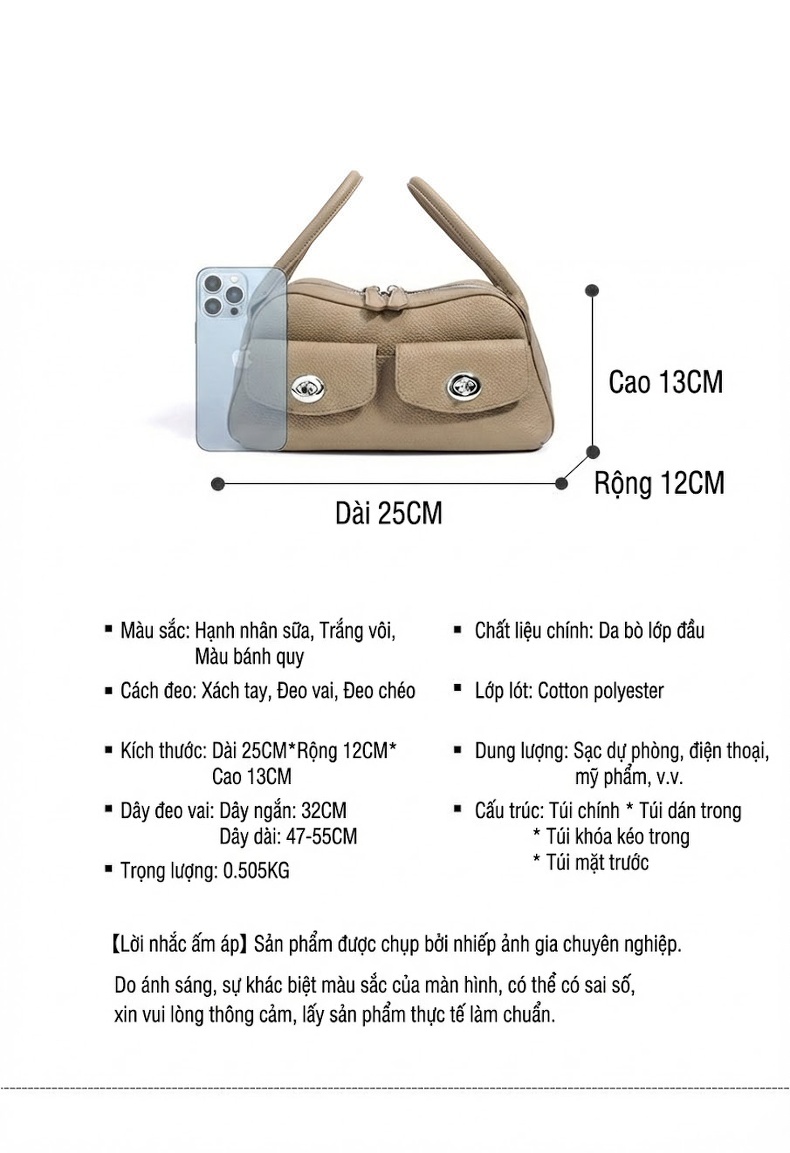 Túi Đeo Vai Nữ Thiết Kế Yên Ngựa Da Mờ Cao Cấp Thời Trang chi tiết 25