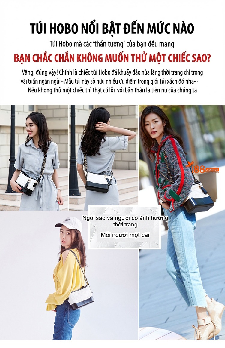 Túi Đeo Vai Nữ Trám Ô Dây Xích Phong Cách Tiểu Hương Túi Nữ Kiểu Túi Hobo Màu Trắng, Đen chi tiết 2