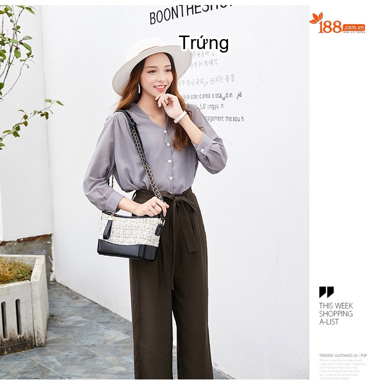 Túi Đeo Vai Nữ Trám Ô Dây Xích Phong Cách Tiểu Hương Túi Nữ Kiểu Túi Hobo Màu Trắng, Đen chi tiết 27