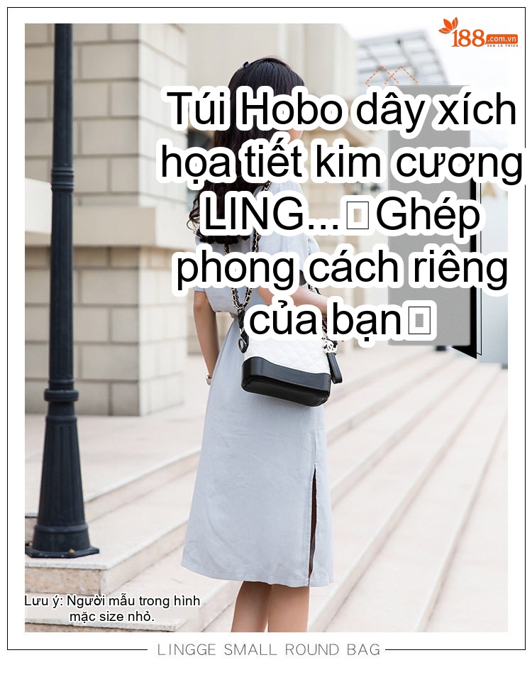 Túi Đeo Vai Nữ Trám Ô Dây Xích Phong Cách Tiểu Hương Túi Xô Da Bóng Màu Đen, Trắng chi tiết 1