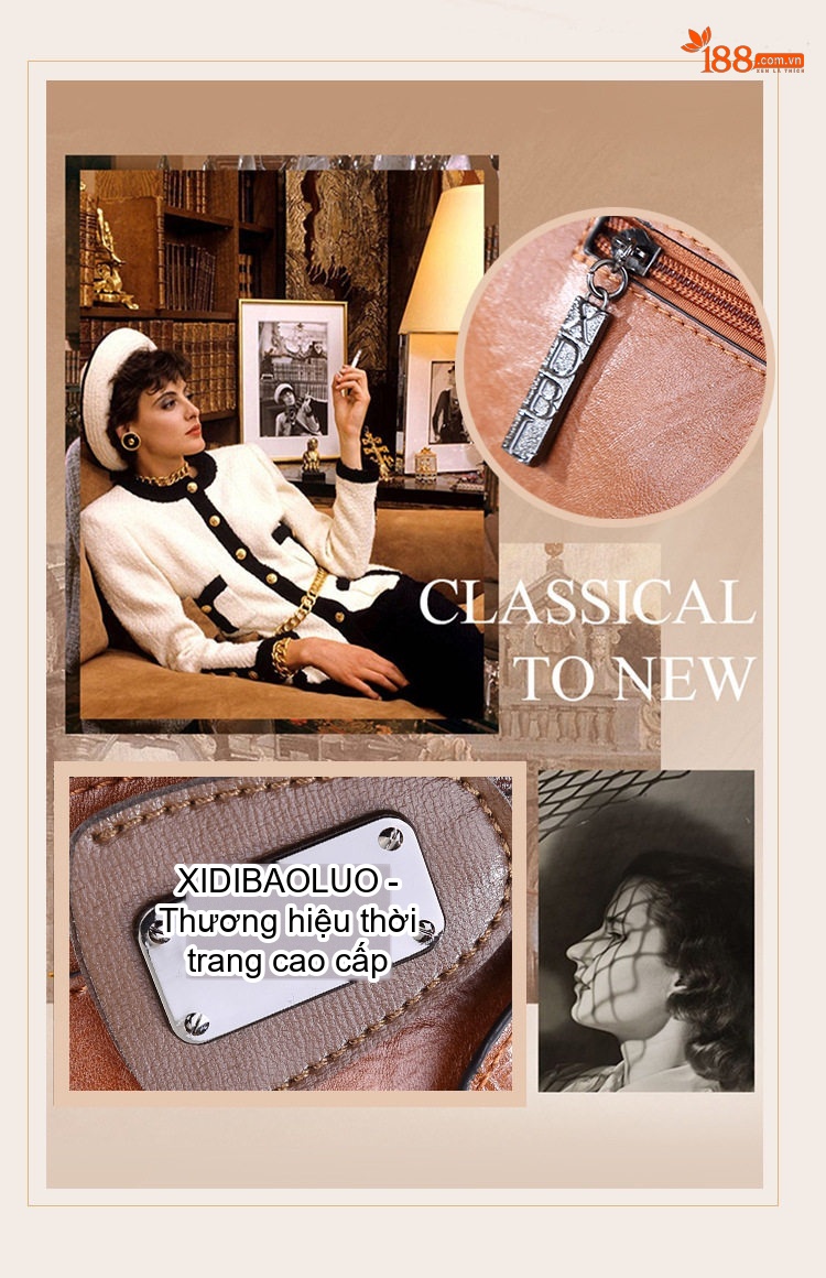 Túi Đeo Vai Nữ Vintage Âu Mỹ Dập Vân Cá Sấu, Túi Đeo Chéo Nữ Màu Nâu, Xanh, Đen chi tiết 3