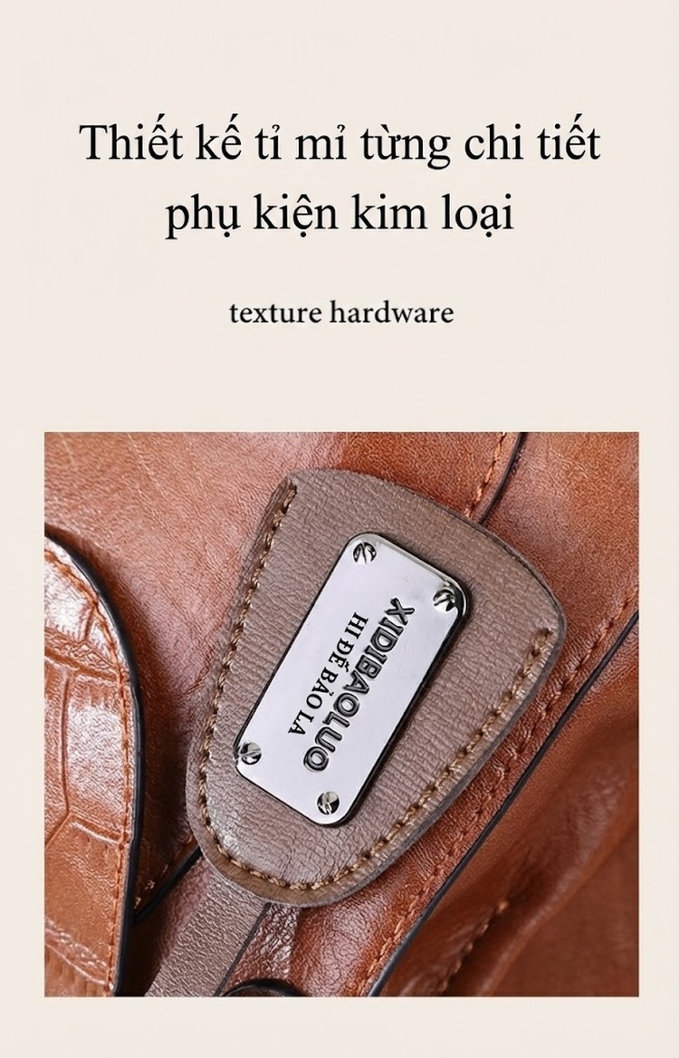 Túi Đeo Vai Nữ Vintage Âu Mỹ Dập Vân Cá Sấu, Túi Đeo Chéo Nữ Màu Nâu, Xanh, Đen chi tiết 10
