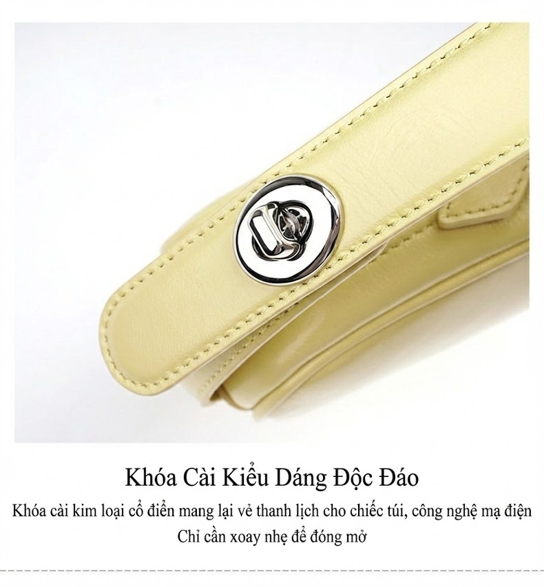 Túi Đeo Vai/Túi Đeo Chéo Nữ Da Cừu Thiết Kế Hình Hạt Đậu Thời Trang Kèm Túi Nhỏ Màu Vàng, Xanh Dương, Đỏ Rượu Vang chi tiết 12