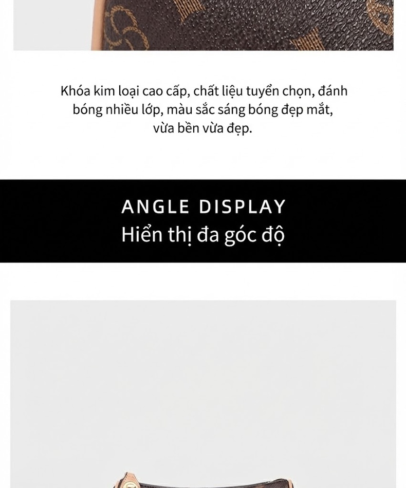 Túi Đeo Vai/Túi Kẹp Nách/Túi Đeo Chéo Nữ In Họa Tiết Phong Cách Vintage Màu Nâu chi tiết 12
