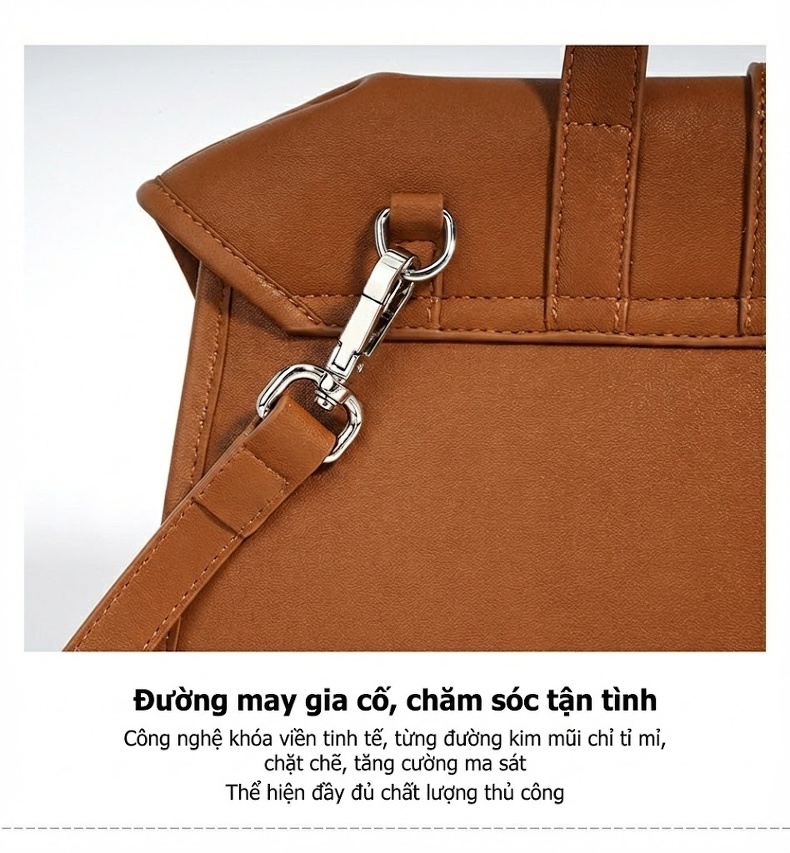Túi Đeo Vai/Túi Xách Tay Nữ Da Bò Hai Lớp Dung Tích Lớn Đa Năng Màu Đỏ Rượu Vang, Nâu, Đen chi tiết 13
