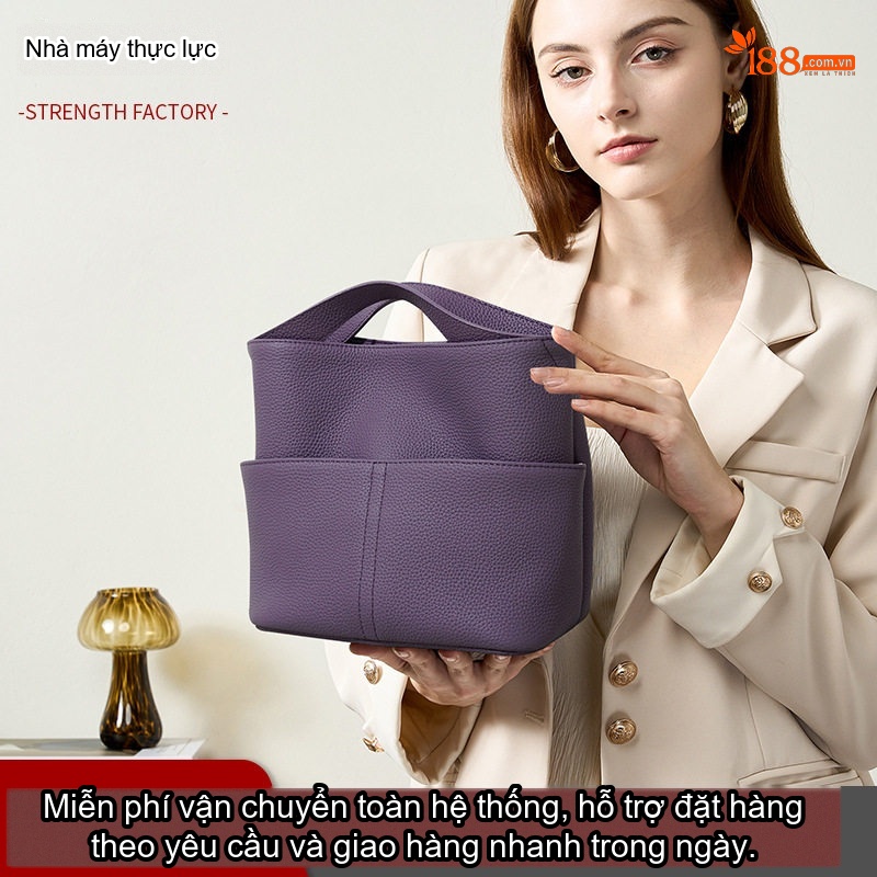 Túi Đeo Vai/Túi Xách Tay Nữ Da Bò Nhỏ Gọn Phong Cách Công Sở Màu Be