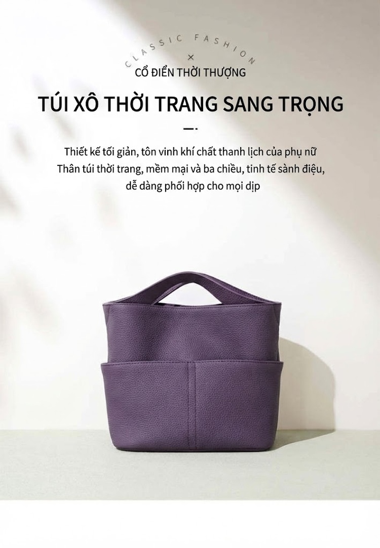 Túi Đeo Vai/Túi Xách Tay Nữ Da Bò Nhỏ Gọn Phong Cách Công Sở Màu Be chi tiết 4