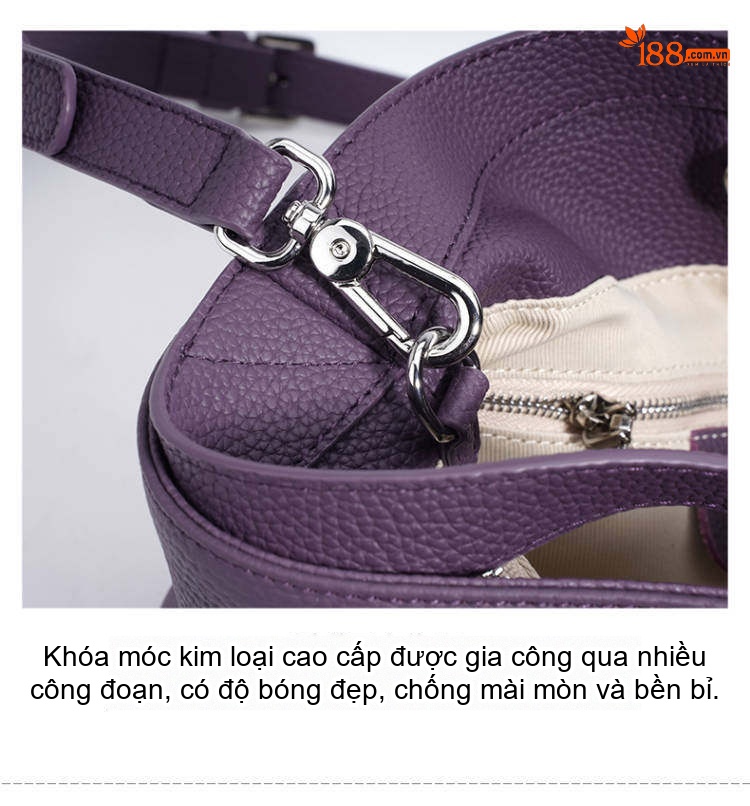 Túi Đeo Vai/Túi Xách Tay Nữ Da Bò Nhỏ Gọn Phong Cách Công Sở Màu Be chi tiết 19