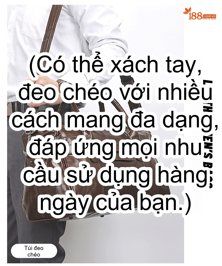 Túi Du Lịch Da Thật Vintage Chống Thấm Nước, Chống Trộm Màu Nâu chi tiết 2