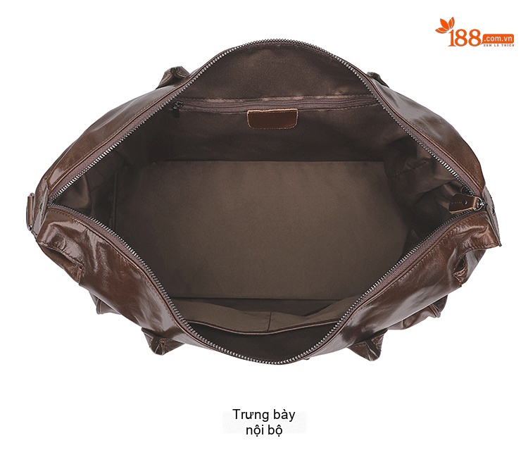 Túi Du Lịch Da Thật Vintage Chống Thấm Nước, Chống Trộm Màu Nâu chi tiết 7