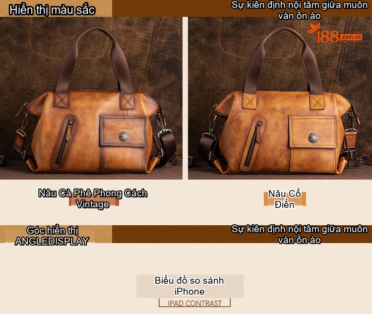 Túi Du Lịch Nam Da Bò Đa Năng Cỡ Lớn Phong Cách Retro chi tiết 4