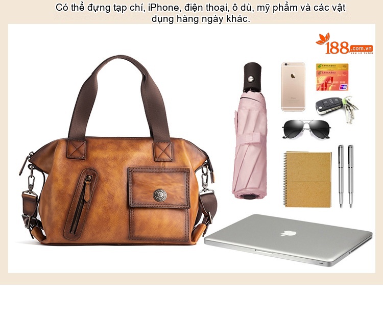 Túi Du Lịch Nam Da Bò Đa Năng Cỡ Lớn Phong Cách Retro chi tiết 15
