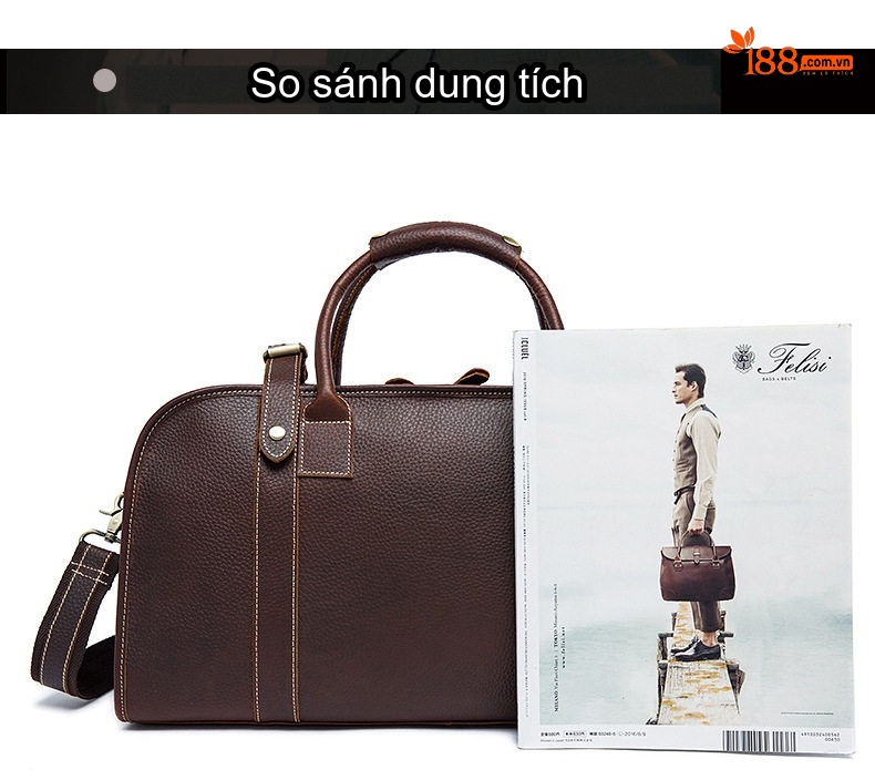Túi du lịch thể thao nam da bò ngắn ngày vintage chi tiết 19