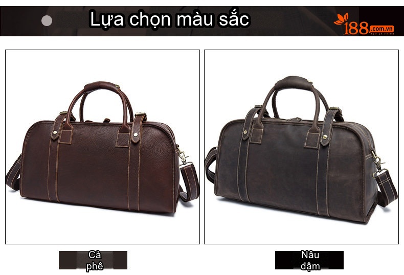 Túi du lịch thể thao nam da bò ngắn ngày vintage chi tiết 2