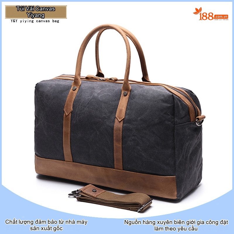 Túi Du Lịch Vải Canvas Chống Thấm Nước Đeo Chéo Vai Nam Đựng Hành Lý Màu Nâu, Đen, Xám, Đỏ...