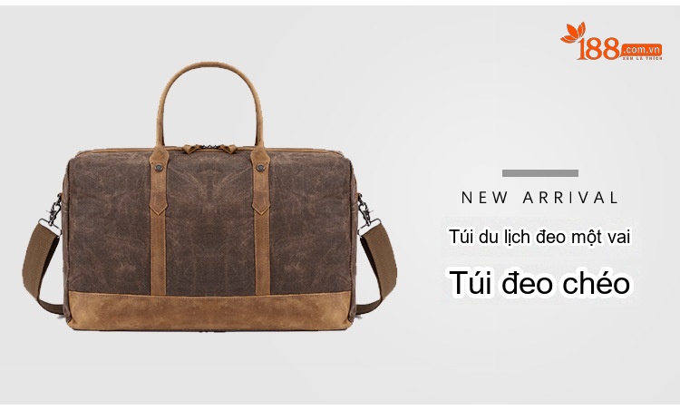 Túi Du Lịch Vải Canvas Chống Thấm Nước Đeo Chéo Vai Nam Đựng Hành Lý Màu Nâu, Đen, Xám, Đỏ... chi tiết 5