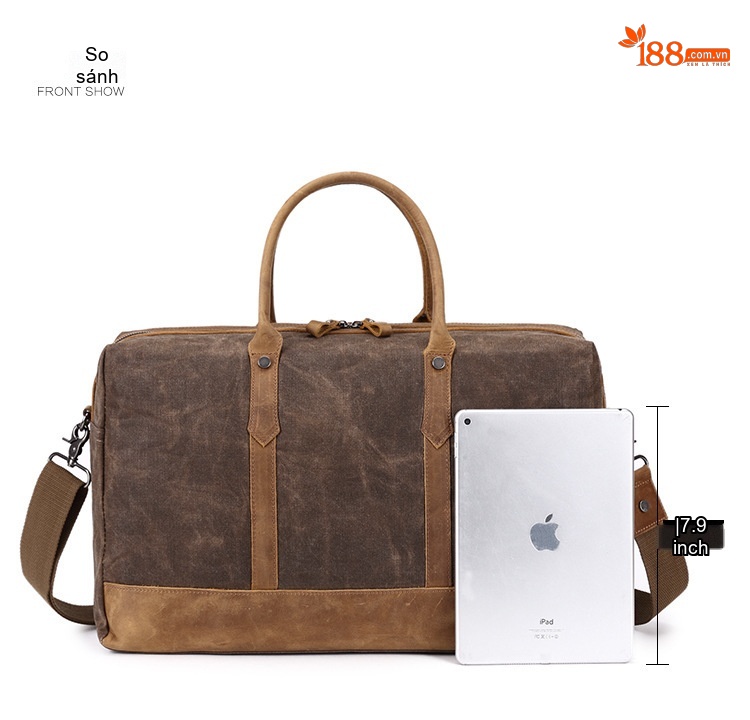 Túi Du Lịch Vải Canvas Chống Thấm Nước Đeo Chéo Vai Nam Đựng Hành Lý Màu Nâu, Đen, Xám, Đỏ... chi tiết 14
