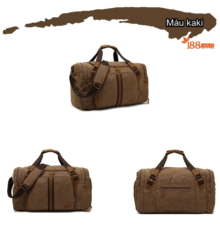 Túi Du Lịch Canvas Da Thật Thể Thao Gym Chống Nước Ngăn Đồ Ướt chi tiết 6