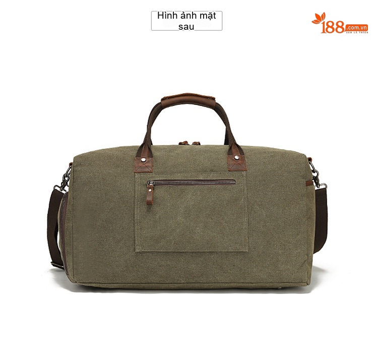 Túi Du Lịch Xách Tay Vải Canvas Đeo Chéo Phong Cách Âu Mỹ Kết Hợp Da Thật Màu Xanh Olive, Xám, Nâu chi tiết 14