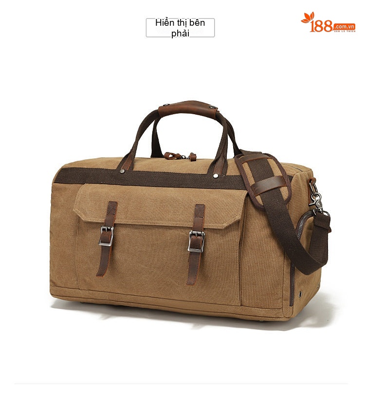 Túi Du Lịch Xách Tay Vải Canvas Đeo Chéo Phong Cách Âu Mỹ Kết Hợp Da Thật Màu Xanh Olive, Xám, Nâu chi tiết 19