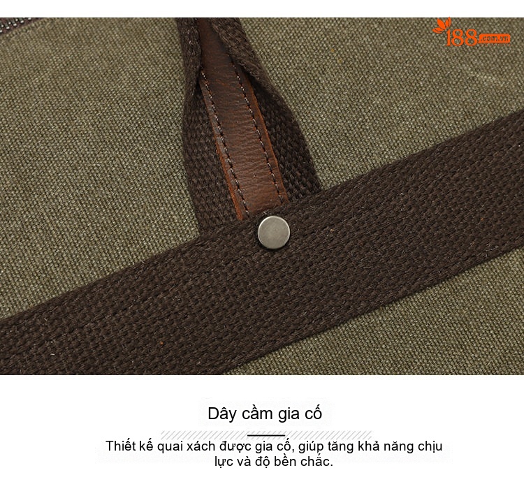 Túi Du Lịch Xách Tay Vải Canvas Đeo Chéo Phong Cách Âu Mỹ Kết Hợp Da Thật Màu Xanh Olive, Xám, Nâu chi tiết 23