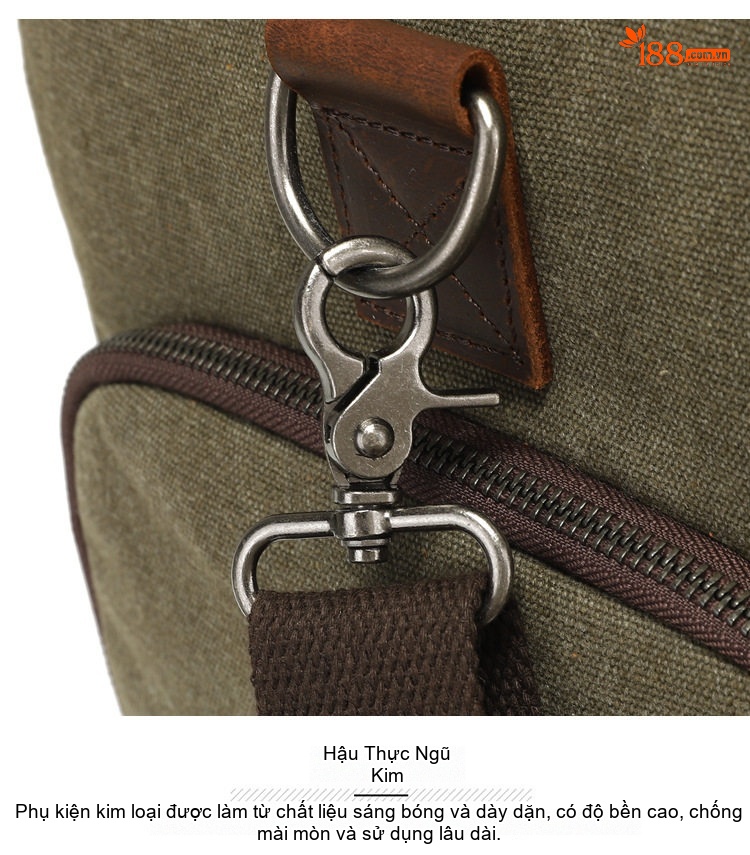 Túi Du Lịch Xách Tay Vải Canvas Đeo Chéo Phong Cách Âu Mỹ Kết Hợp Da Thật Màu Xanh Olive, Xám, Nâu chi tiết 24