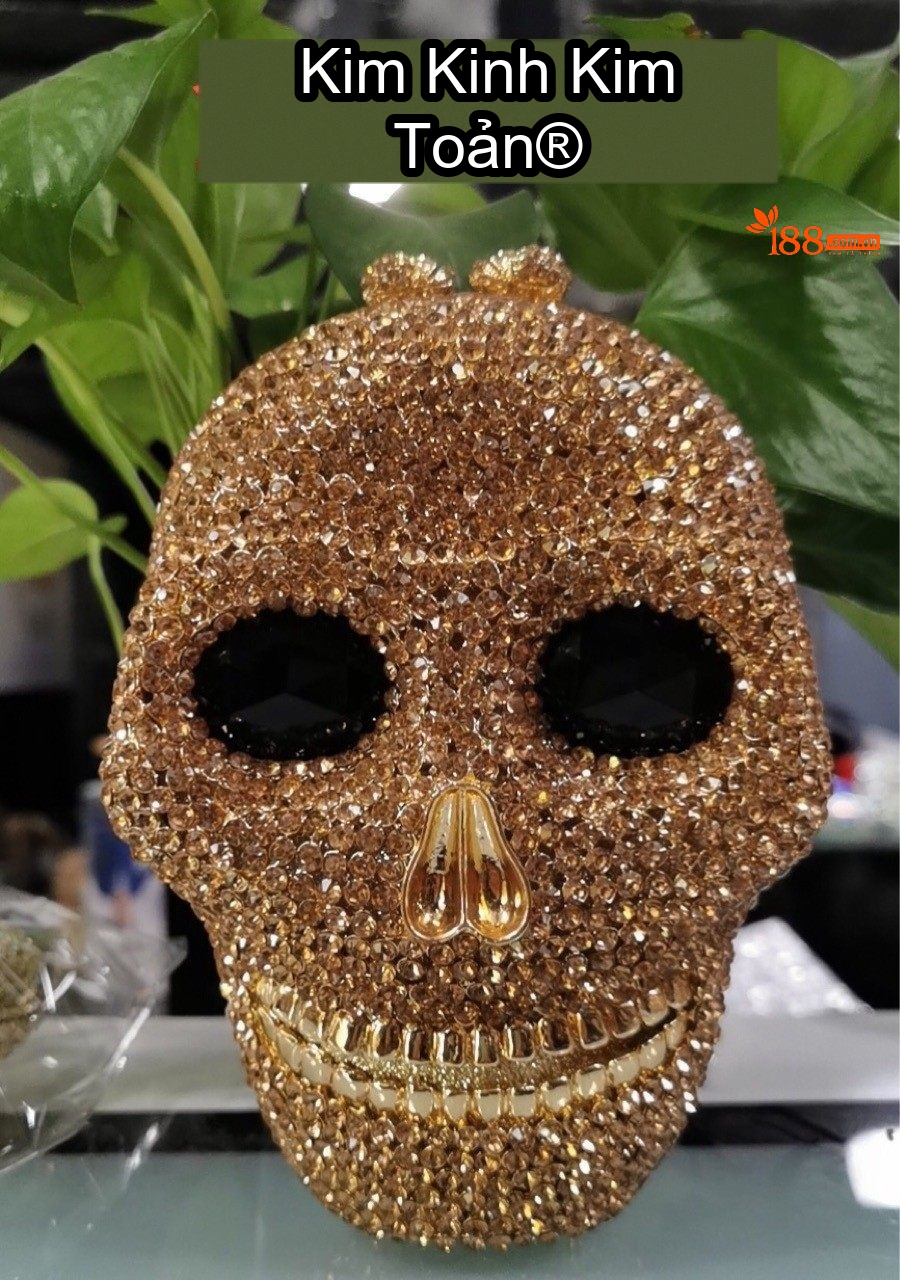 Túi Dự Tiệc Nữ Hình Đầu Lâu Đính Đá Phong Cách Âu Mỹ Halloween Màu Vàng, Bạc, Đen...