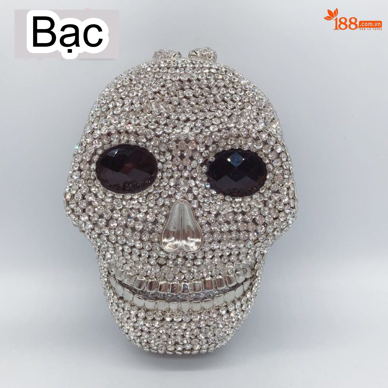 Túi Dự Tiệc Nữ Hình Đầu Lâu Đính Đá Phong Cách Âu Mỹ Halloween Màu Vàng, Bạc, Đen... chi tiết 3