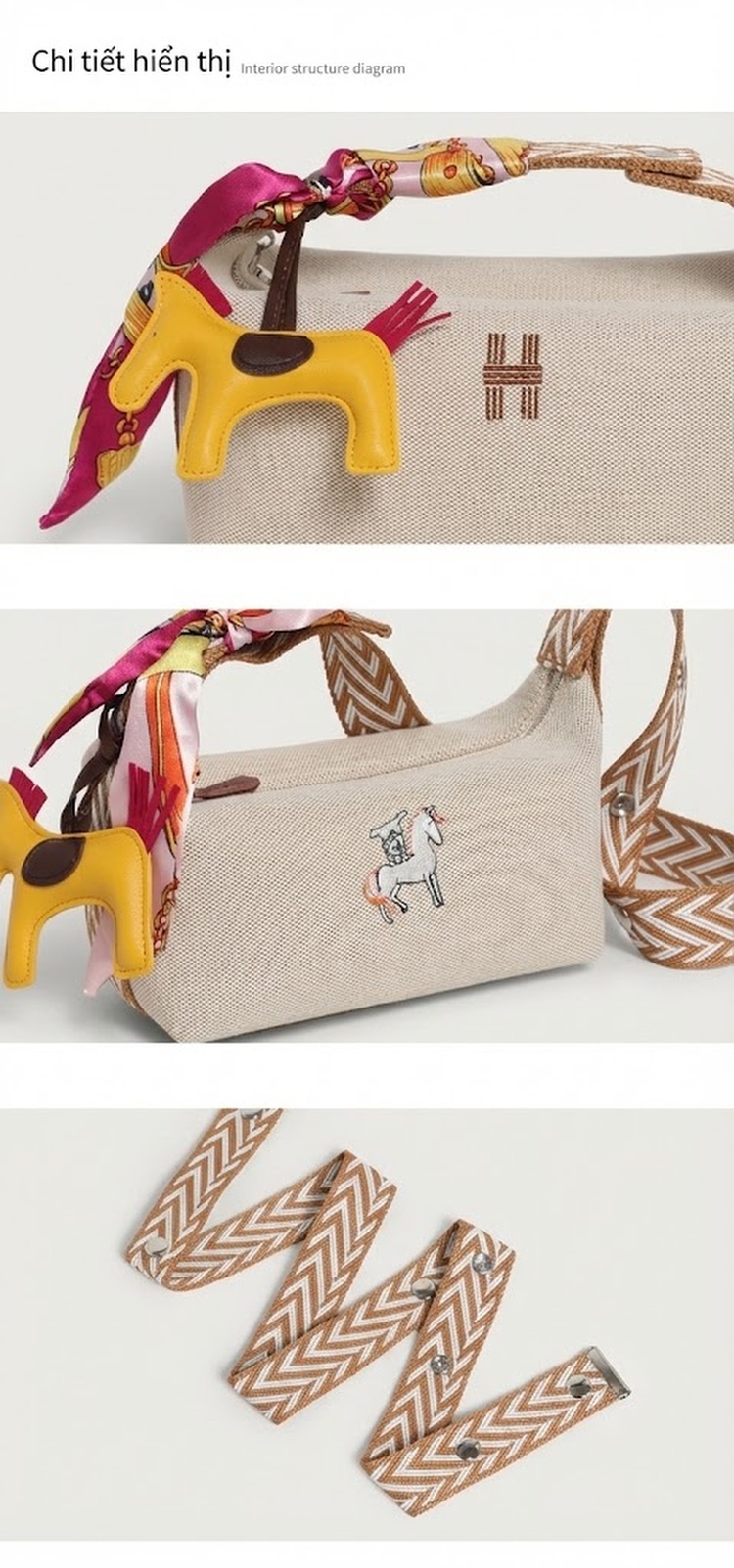 Túi Tote Canvas Đeo Chéo Thời Trang Đựng Cơm Mỹ Phẩm chi tiết 17