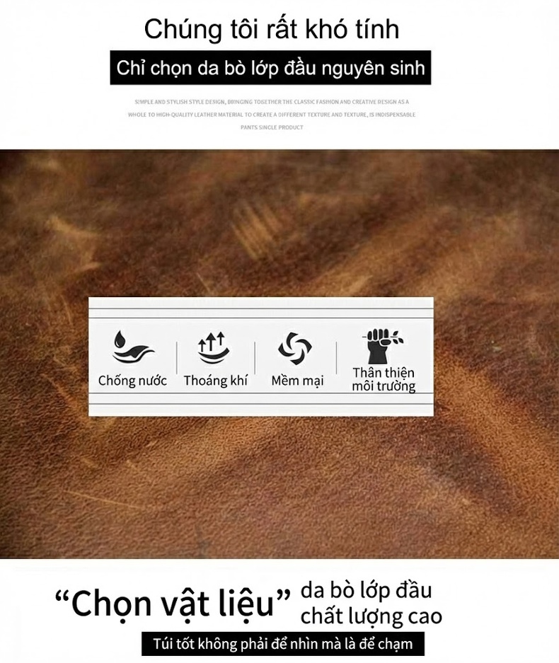Túi Đựng Điện Thoại Đeo Thắt Lưng Nam Da Bò Lớp Đầu Khóa Bấm Size Lớn Màu Nâu Đậm, Nâu Vàng chi tiết 6